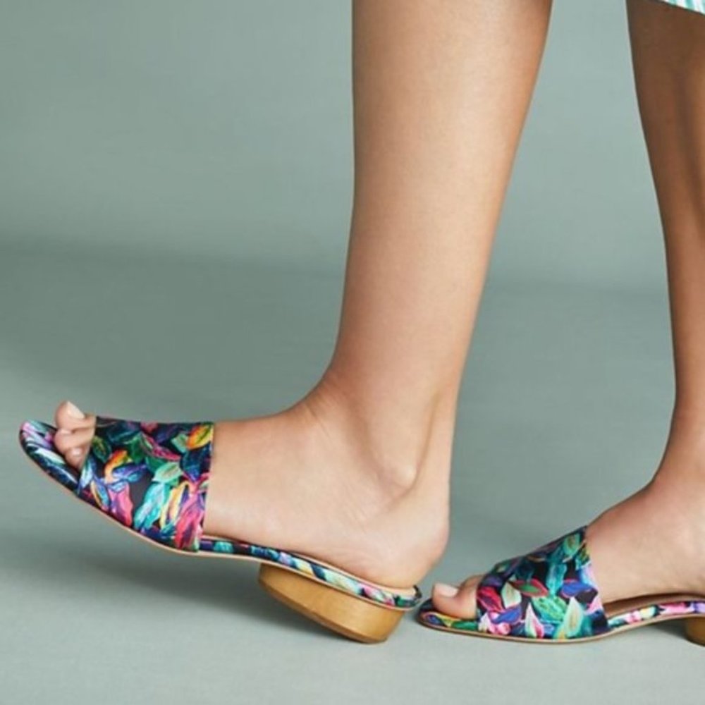 Anthropologie PLV Mallory Tropical Slide Sandals